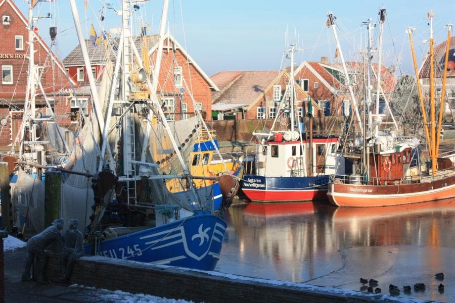Winterbild vom Hafen Neuharlingersiel